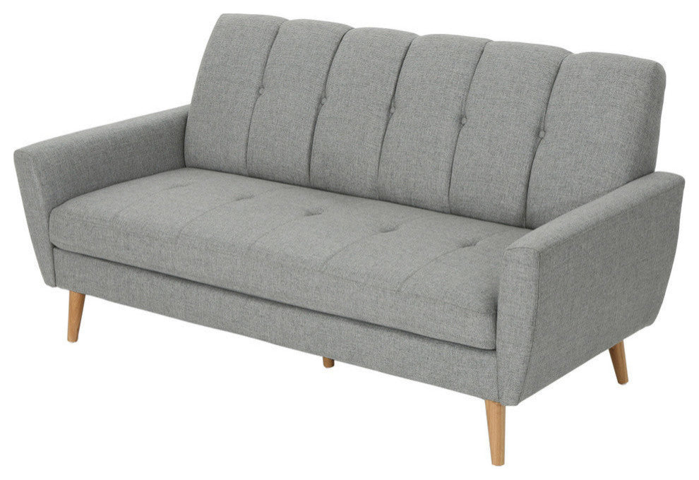 GDF Studio Angelica Mid-Century Modern Fabric Tufted Sofa, Gray