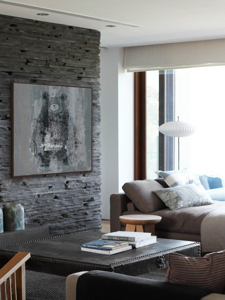 "Bear Confusion" Floater Framed Painting Print on Canvas, 12"x12"