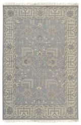 EORC Gray Hand Knotted Wool Oushak Rug, 6'x9'