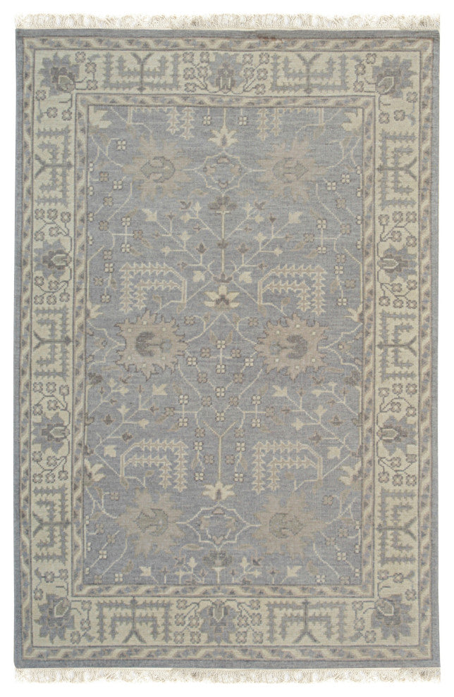 EORC Gray Hand Knotted Wool Oushak Rug, 6'x9'