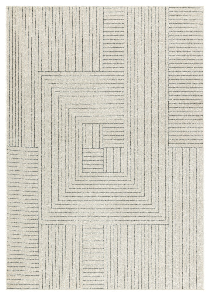 Nourison Washable Decor 9' x 12' Cream Blue Modern Indoor Rug