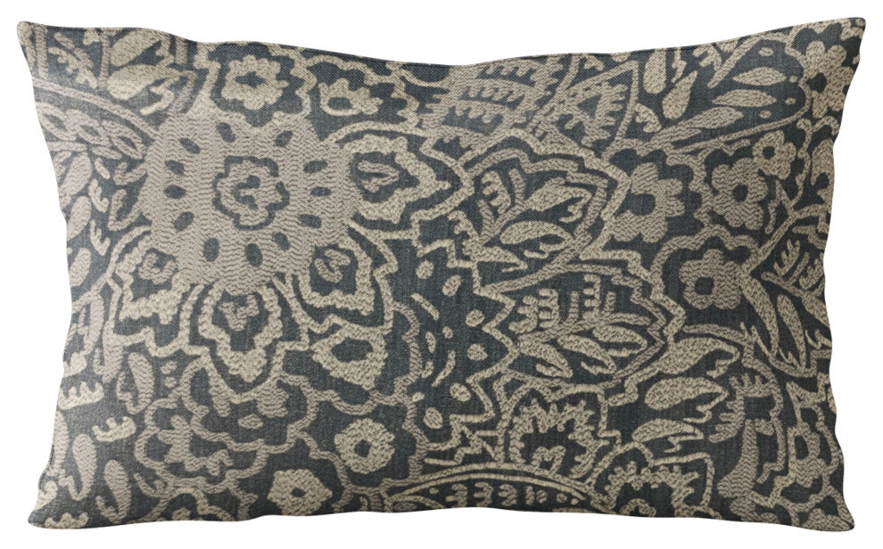 Plutus Blue Gardens Paisley Luxury Throw Pillow, 12"x20"