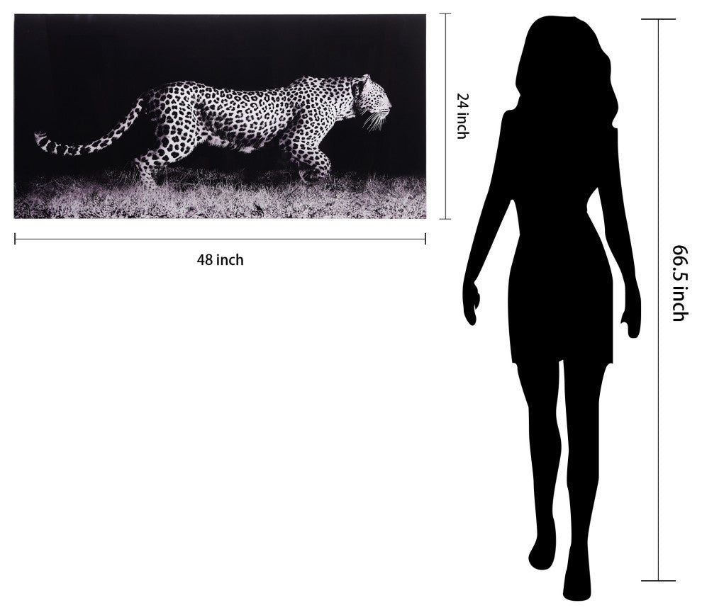 Leopard Glass Wall Art Frameless Free Floating Tempered Glass Print