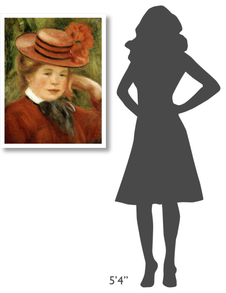 "Girl with a Red Hat" Digital Paper Print by Pierre-Auguste Renoir, 25"x32"