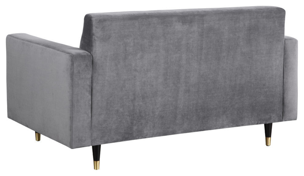 Lola Velvet Upholstered Loveseat, Gray