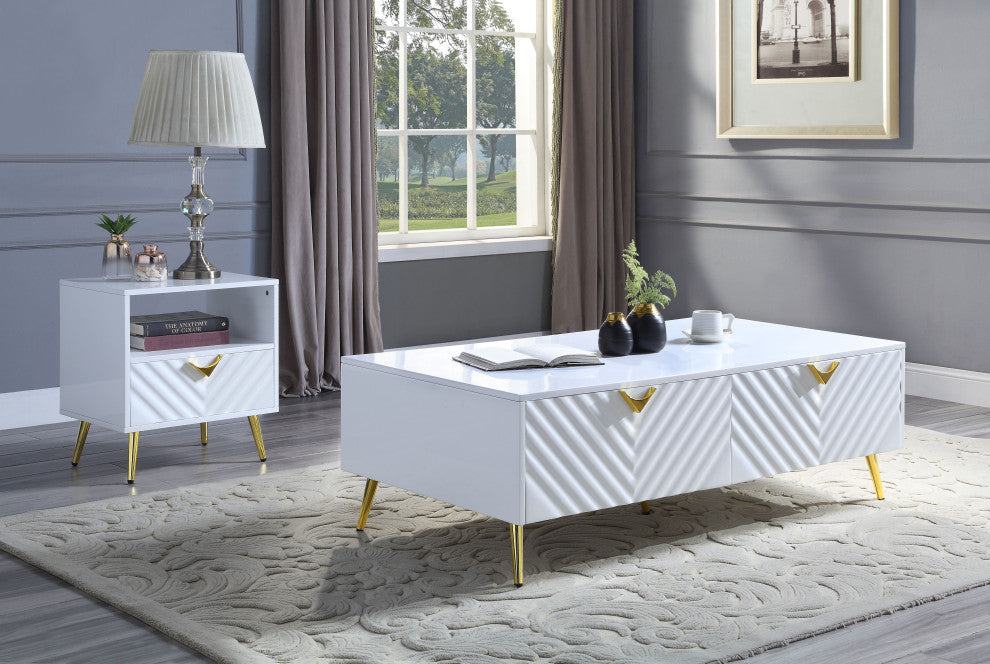 ACME Gaines Coffee Table, White High Gloss Finish