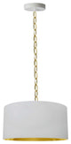 1 Light Small Braxton Aged Brass Pendant w/ White/Gold Shade
