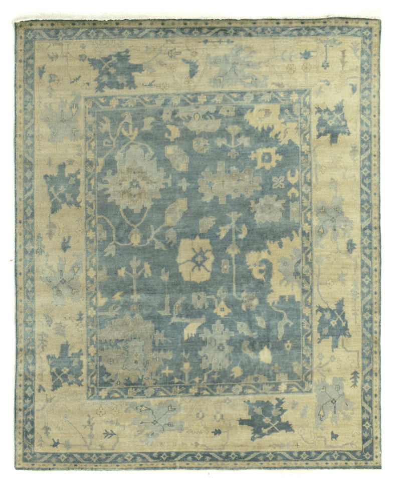 Tirana Antique-Style Woven Oushak Rug, Blue and Ivory, 4''x6''