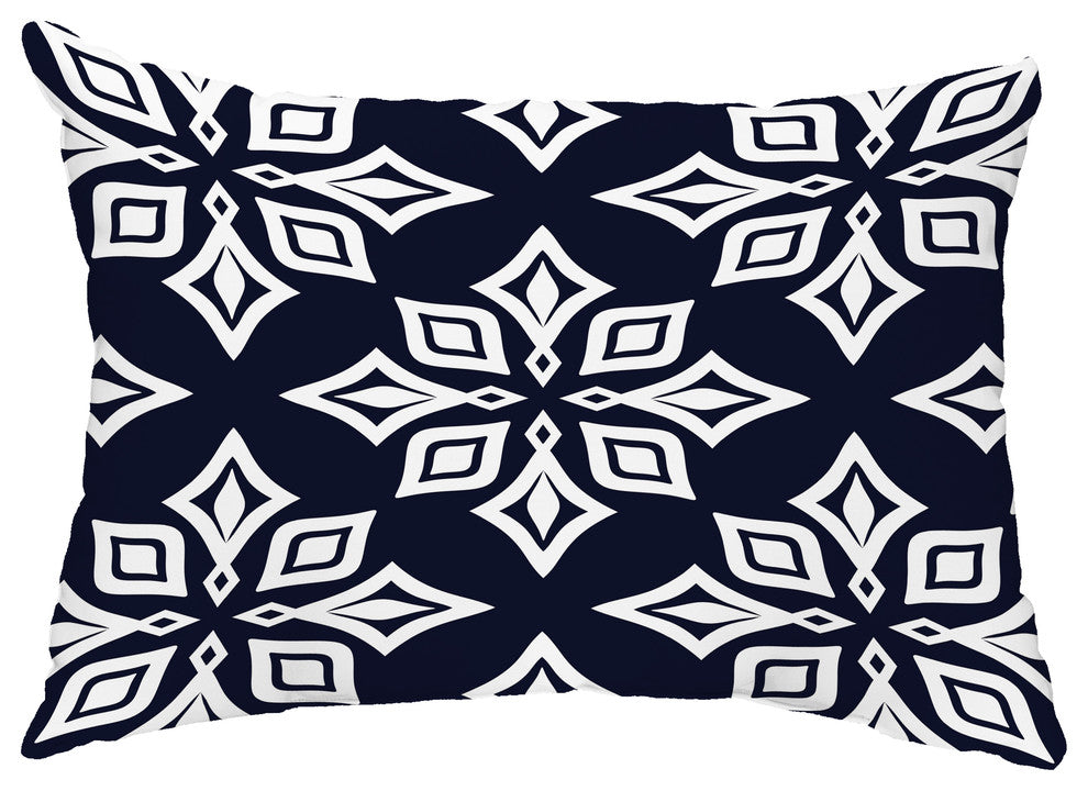 Beach Star 14"x20" Decorative Abstract Outdoor Throw Pillow, Navy Blue
