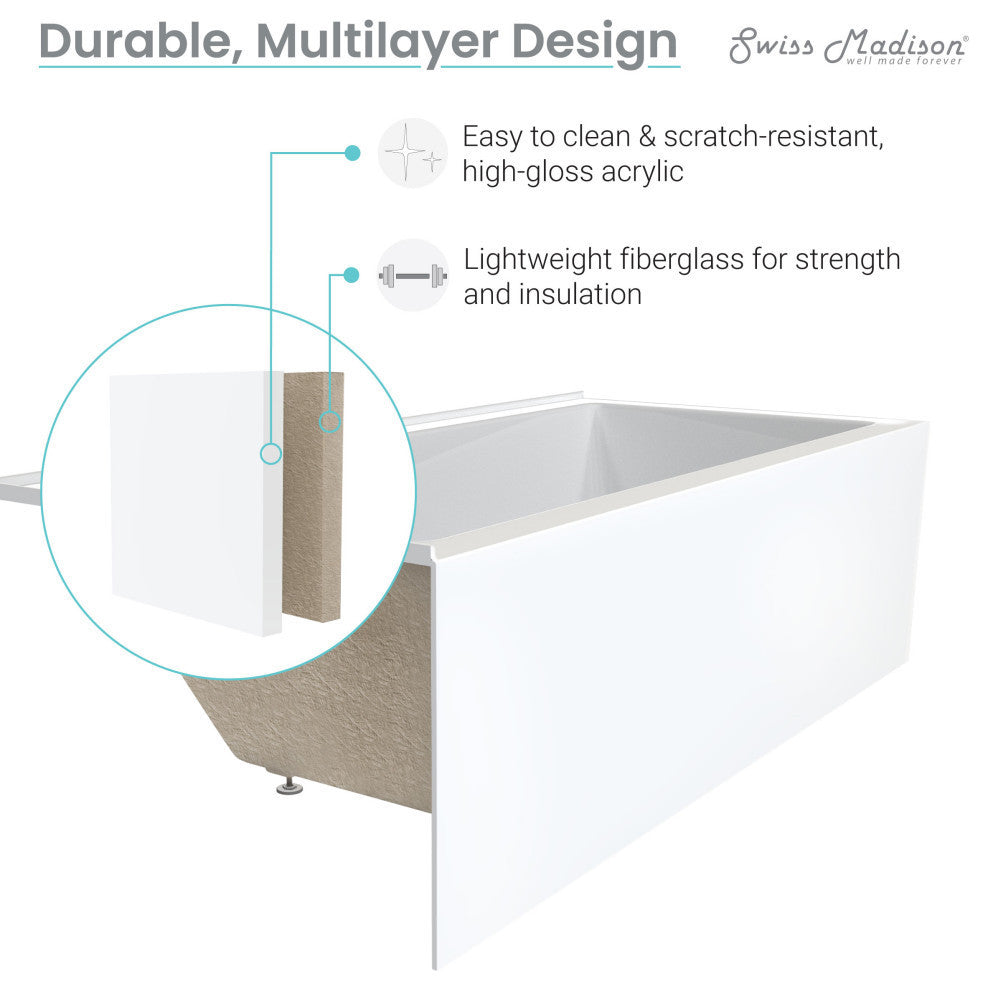 Claire Alcove Corner Apron Tub, Right-Hand Drain