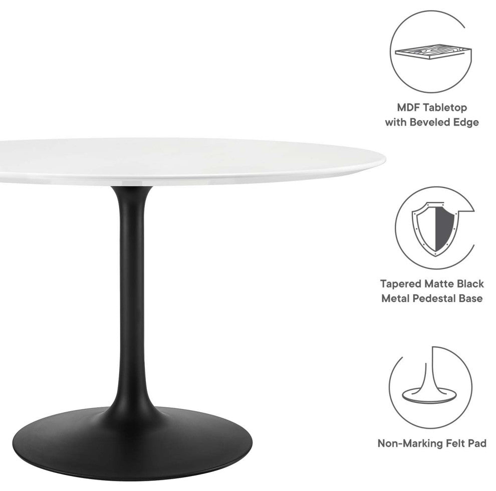 Lippa 47" Round Wood Dining Table Black White