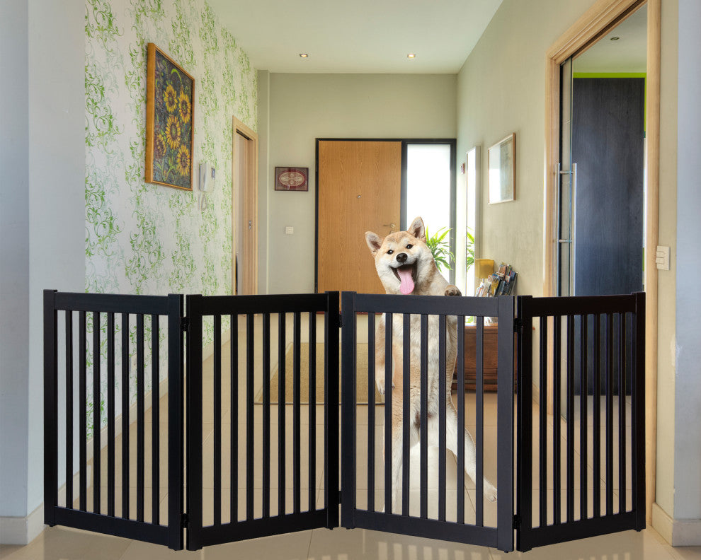 Solid Wood Pet Gates by Amish Craftsman, 32" High, 4 Panel, Black
