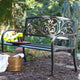 Beautiful Curved Metal Garden Bench with Heart Pattern