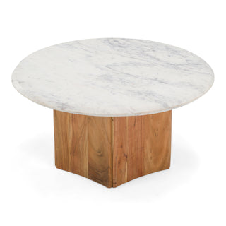 Dillinger Modern White Marble, Mango Wood Coffee Table