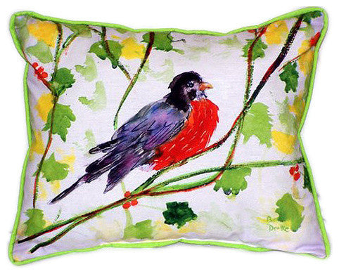 Pair of Betsy Drake Robin Large Indoor/Outdoor Pillows 16x20