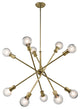 Chandelier 10-Light, Natural Brass