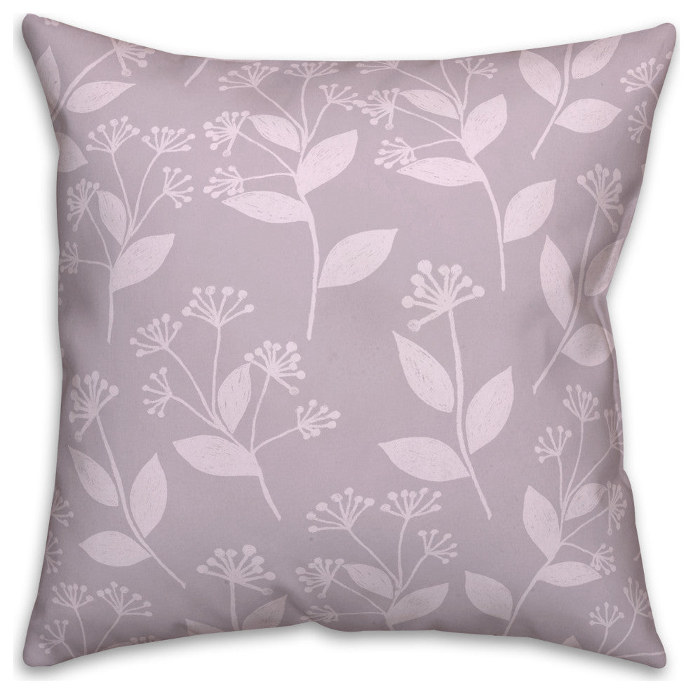 Floral Silhouette Soft Lilac 16x16 Spun Poly Pillow
