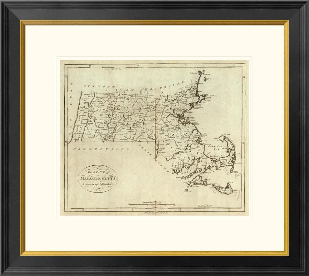 "State of Massachusetts, 1796" Framed Digital Print by John Reid, 26x24"