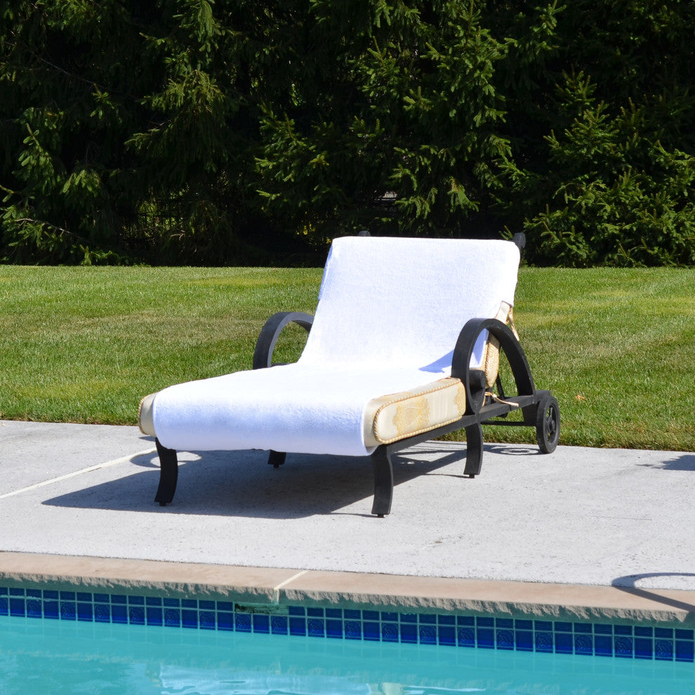 Linum Home Standard Size Chaise Lounge Cover, White, Without Side Pockets