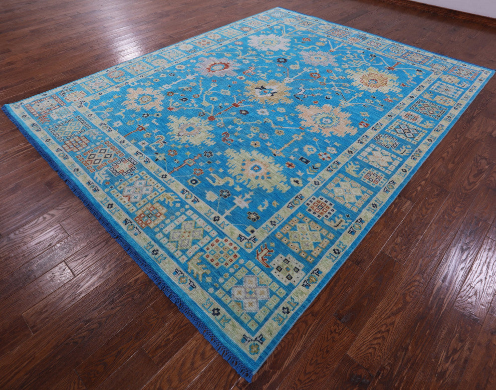 Hand Knotted Turkish Oushak Wool Rug 9' 2" X 11' 9" - Q15647