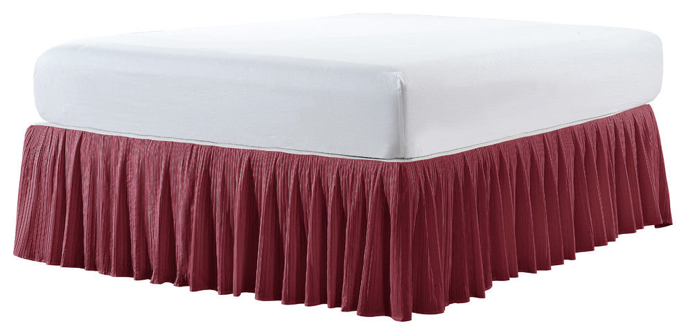 Diamond Square 18" Bed Skirt, Brick, Queen