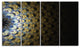 Symmetrical Gold Fractal Flower, Abstract Wall Art Canvas, 48"x28", 4 Panels