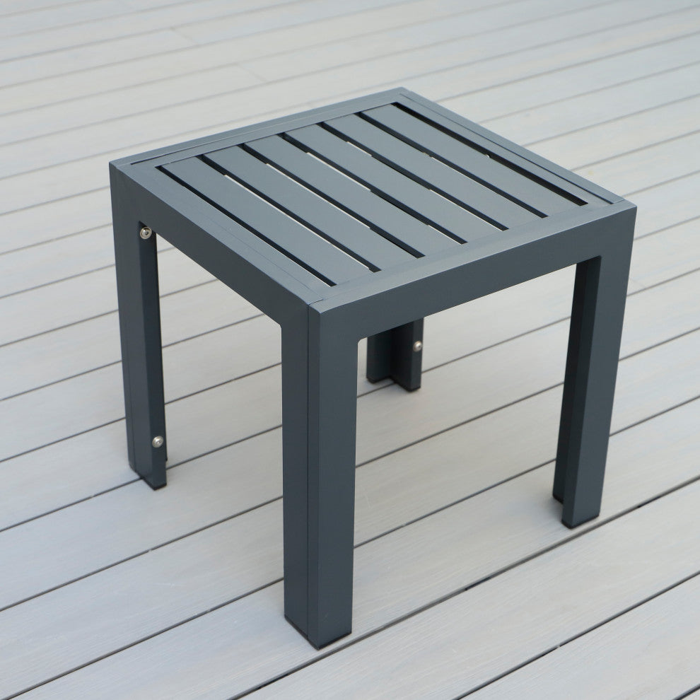 LeisureMod Chelsea Aluminum Weather Resistant Patio Side Table, Black