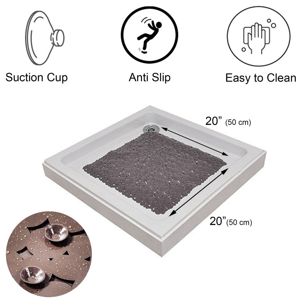 Bubbles Non-Slip Square Shower Mat 20"³L X 20"³W, Taupe