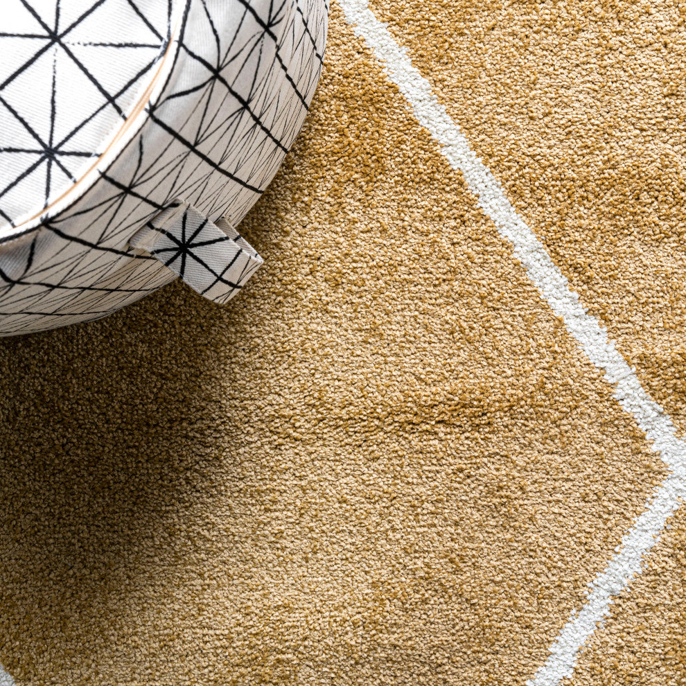 Cole Minimalist Diamond Trellis Gold/White 4'x6' Area Rug