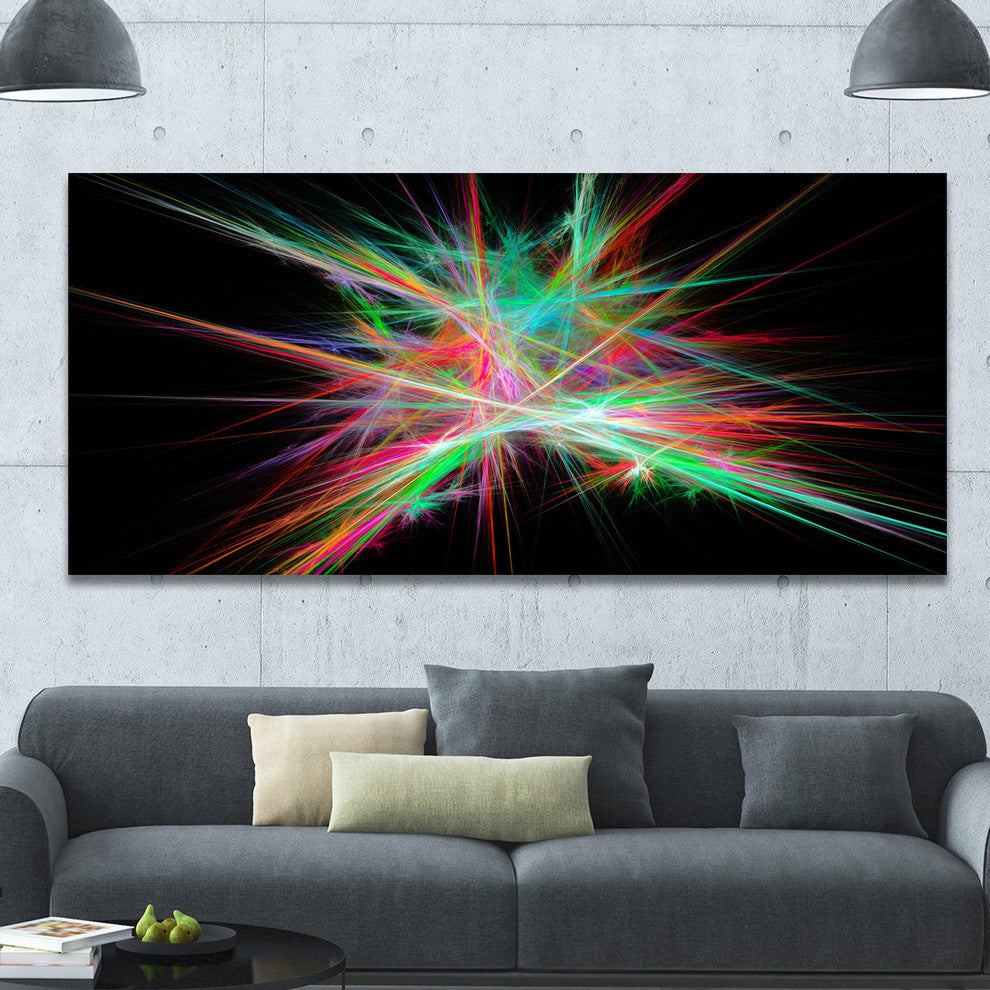 Green Red Spectrum of Light, Oversized Abstract Canvas Art Print, 60x28