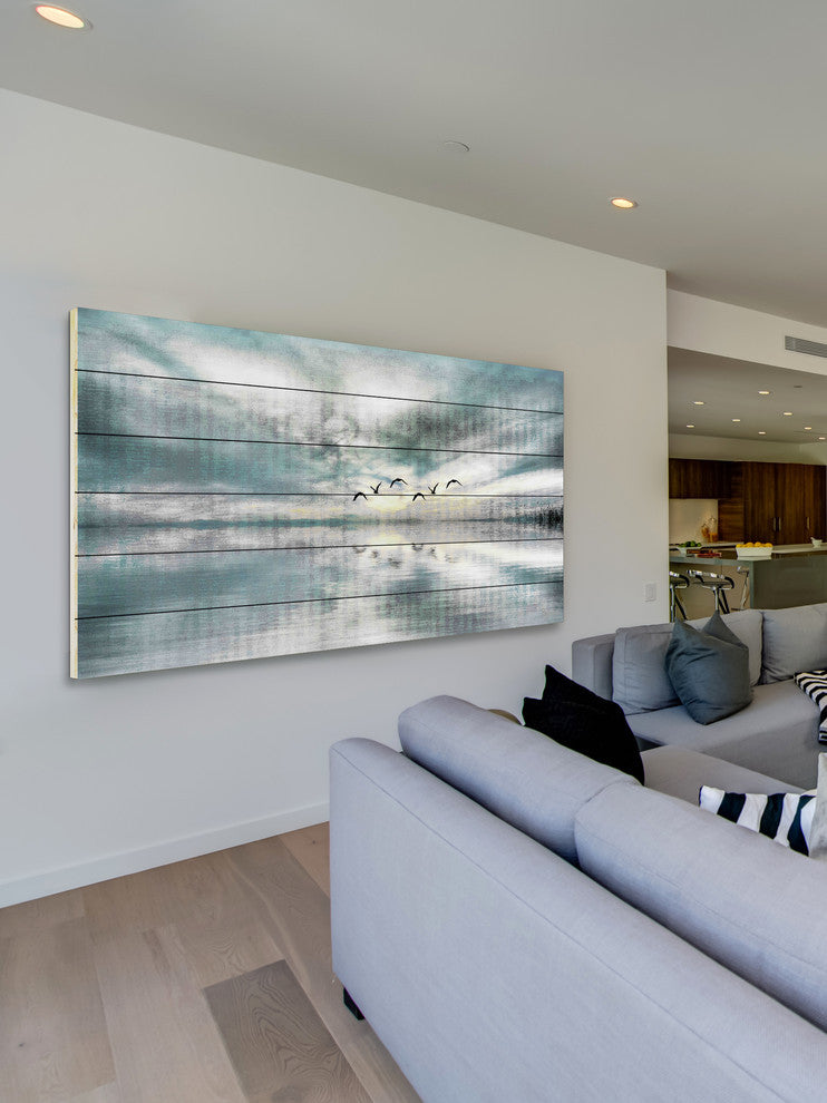 "Birds Skylight" Wall Art on Wood, 60"x30"