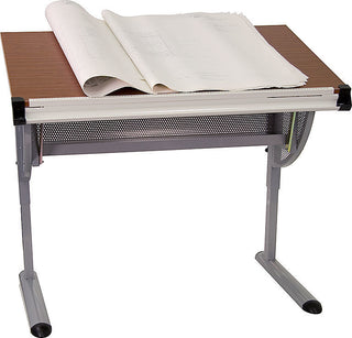 Adjustable Drawing and Drafting Table With Pewter Frame