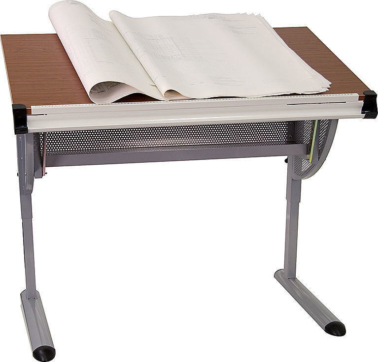 Adjustable Drawing and Drafting Table With Pewter Frame
