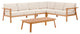 Lounge Sectional Sofa Chair Set, Wood, Brown Natural Taupe Gray, Modern, Outdoor