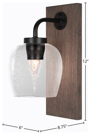 Oxbridge Wall Sconce, Matte Black & Painted Distressed Metal, 6" Clear Bubble