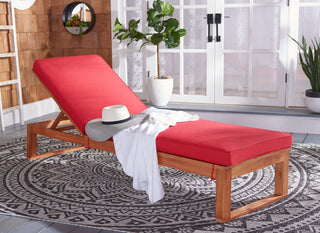 Safavieh Solano Sunlounger, Natural Wood/Red