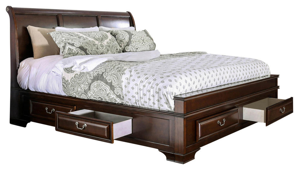 Furniture of America Bradford Wood Queen Storage Platform Bed in Brown Cherry