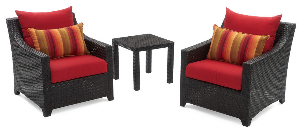 Deco 6 Piece Sunbrella Outdoor Love and Club Deep Seating Set, Sunset Red