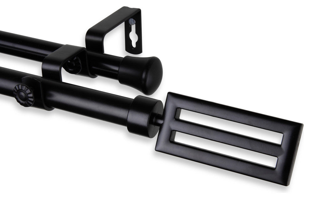 Mabel 13/16" Double Corner Window Curtain Rod, Black, 28-48"