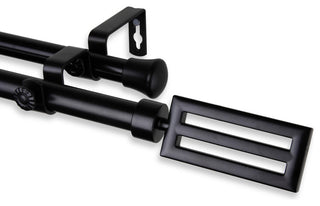 Mabel 13/16" Double Corner Window Curtain Rod, Black, 28-48"