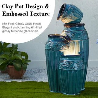 Embossed Pattern Ceramic Pots Fountain