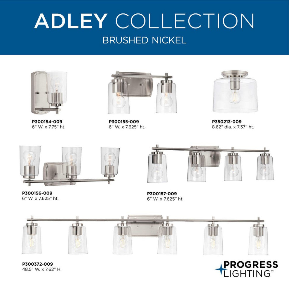 Adley Collection 48-1/2" 6-Light Satin Brass Clear Glass Bath Vanity Light