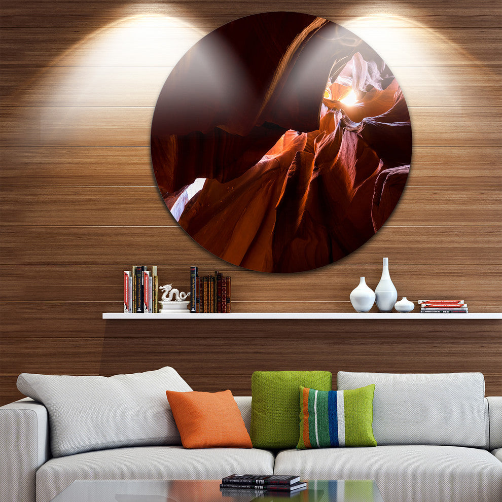 Dark Antelopes Canyon, Landscape Photo Disc Metal Wall Art, 38"