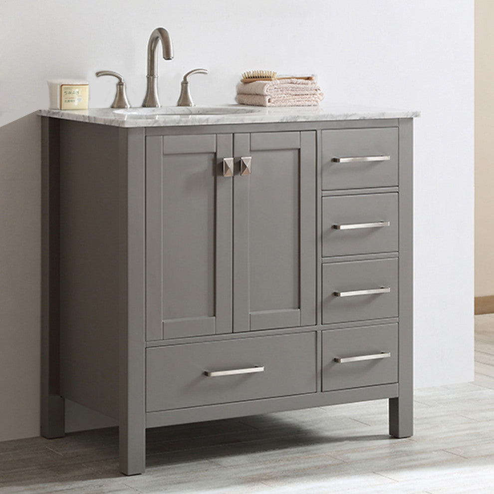 Gela Single Vanity, Gray, 36", Without Mirror