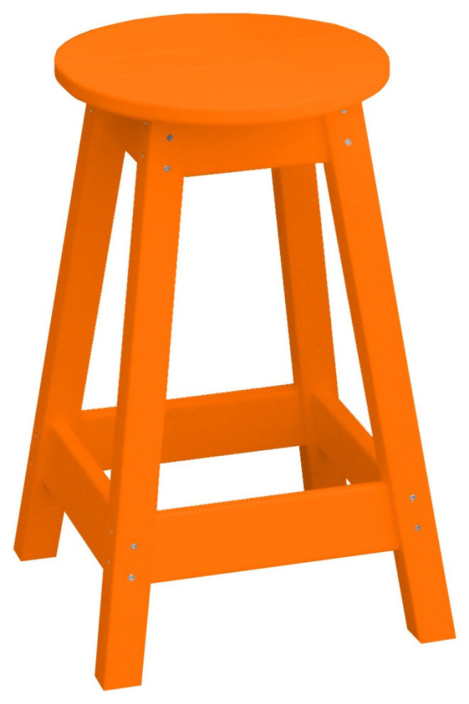 Poly Lumber Bar Stool, Orange, Dining Height, Round
