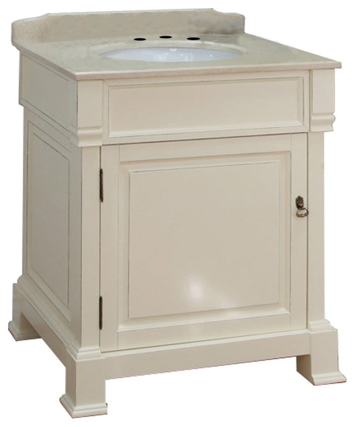 30" Single Sink Vanity, Wood, Cream