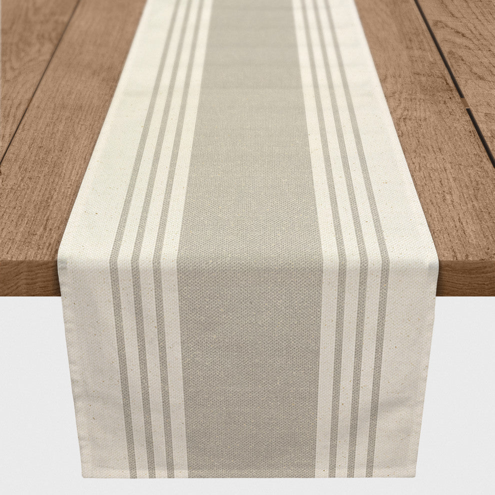 Neutral Linen Stripe 16x90 Cotton Twill Runner