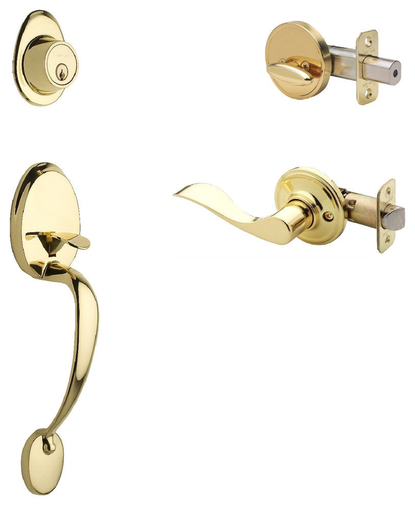 Active Handle Set, Waverlie Lever Interior Trim, Polished Brass