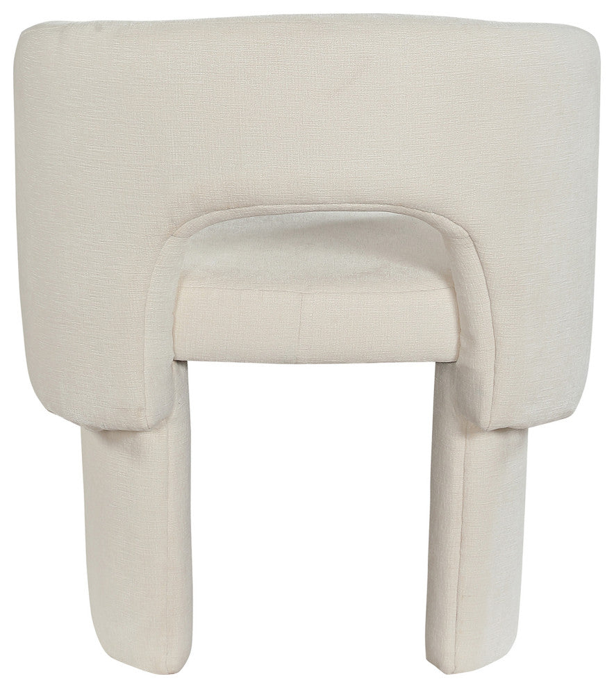 Emmet Boucle Fabric Dining Chair / Accent Chair, Cream, Chenille Fabric