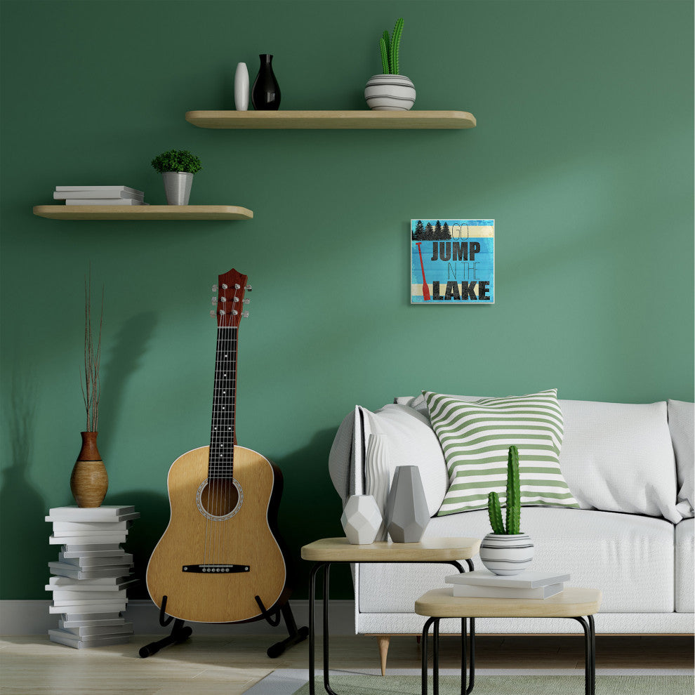 Jump In The Lake Country Home Wood Te"xtured Word Design, 12"x12"